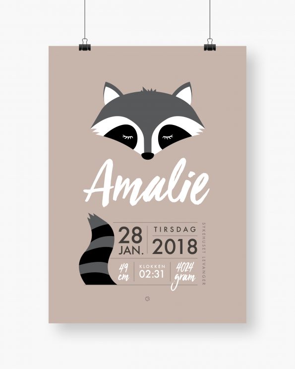 Minimals Raccoon - Soft pink